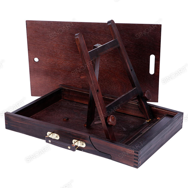 19x41cm Antique brown Wooden Portable Stand Tabletop Foldable Box Easel 