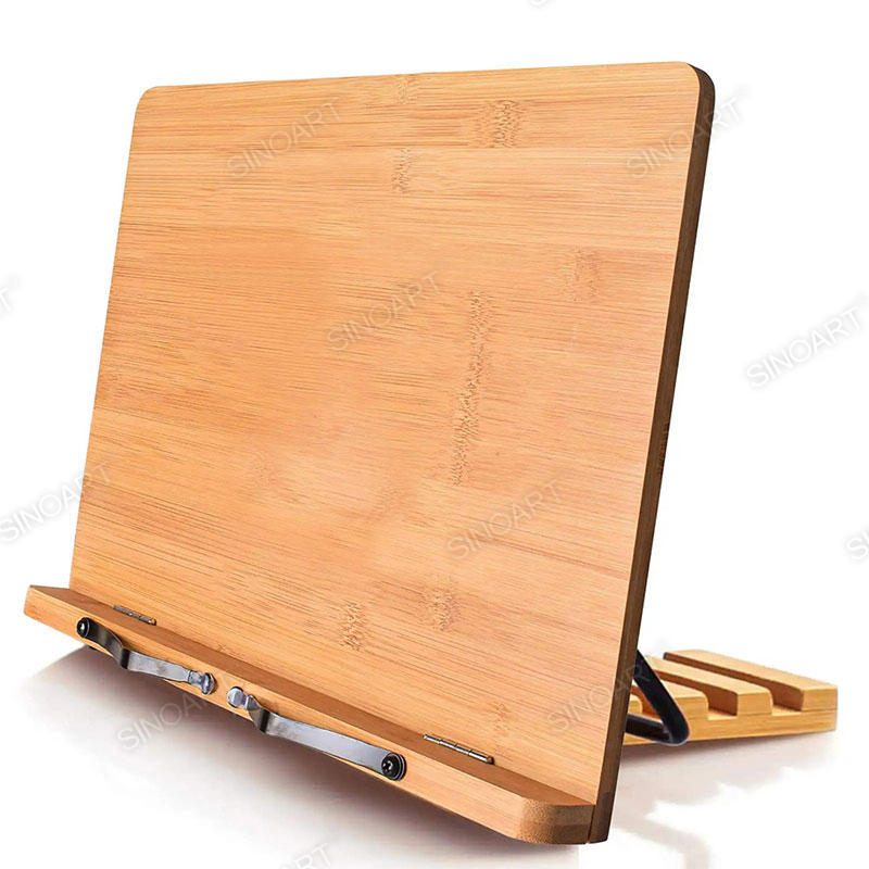 25x33.5x21.5cm Bamboo Book Stand Adjustable Cookbook Holder Reading Desk for Books iPad Portable Wooden Easel 