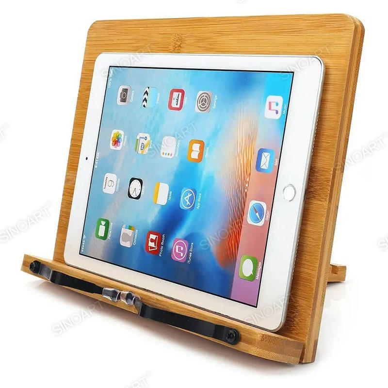 25x33.5x21.5cm Bamboo Book Stand Adjustable Cookbook Holder Reading Desk for Books iPad Portable Wooden Easel 