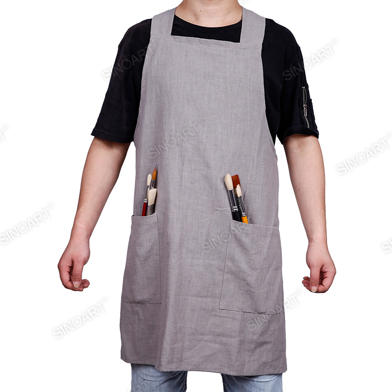 104Wx86Hcm Cotton & linen mixed, 2 pockets artist aprons