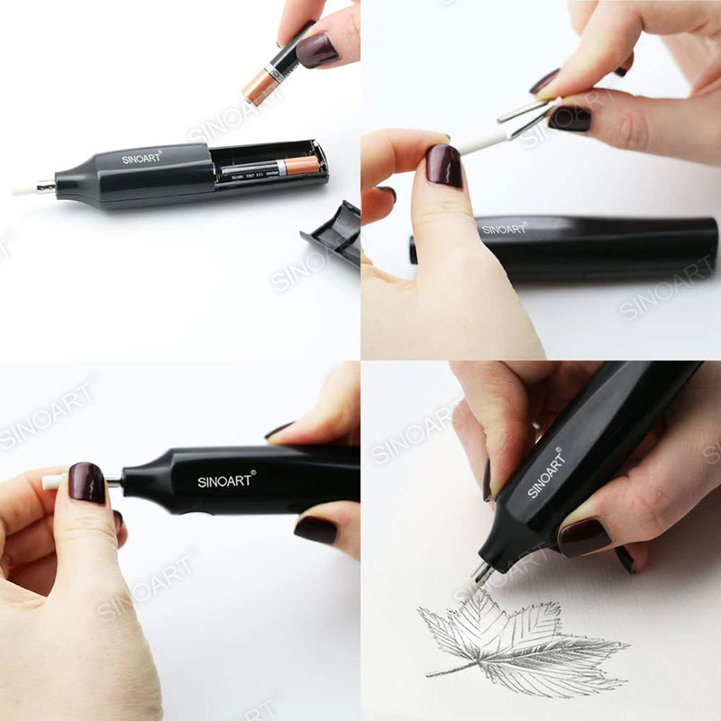 sinoart battery operated eraser black sketch