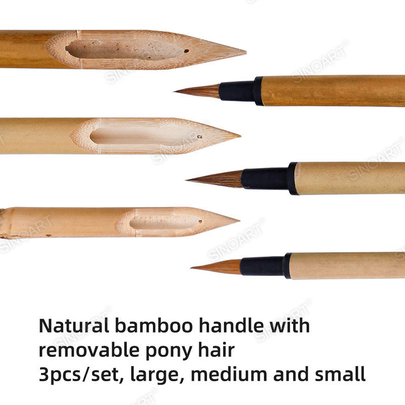Pony hair Bamboo Brush Pen Natural bamboo handle Chinese Brush