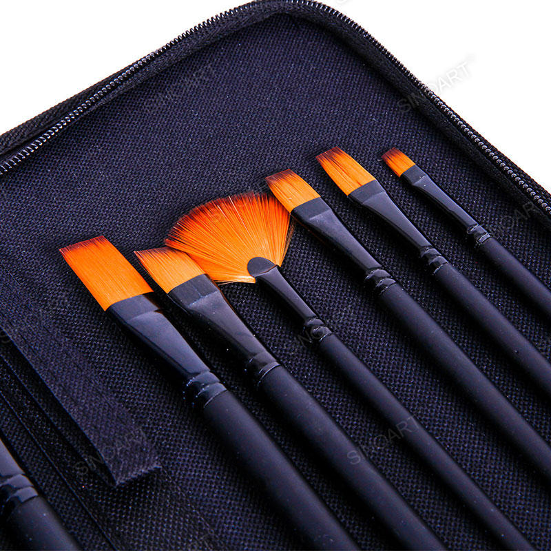 12pcs Senior Nylon brushes Black long handle Brush Set