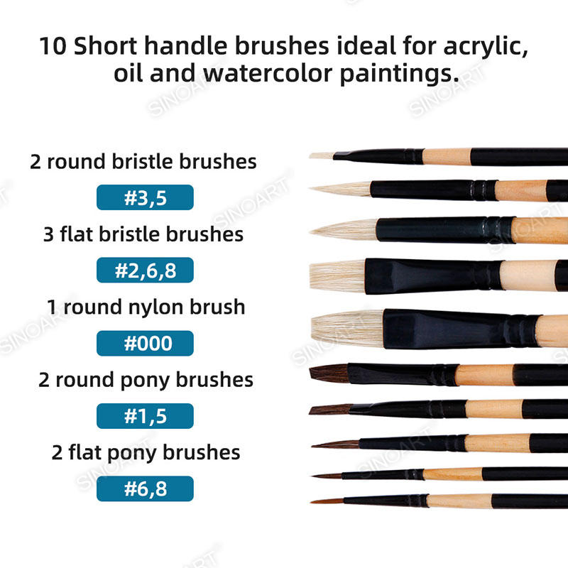 10pcs Brush Set Short handle Brush Set