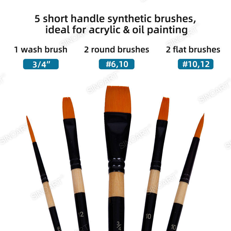 5pcs Synthetic Brush Set short handle Brush Set	