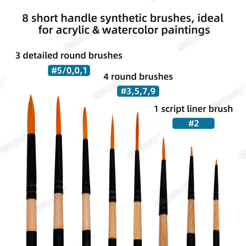 8pcs Synthetic Brush Set short handle Brush Set