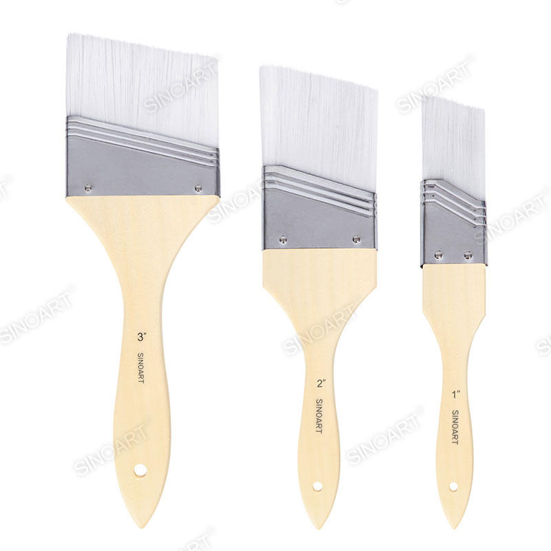 Short wooden handle Artist Wide Angle Nylon Brush Mix Media Brush