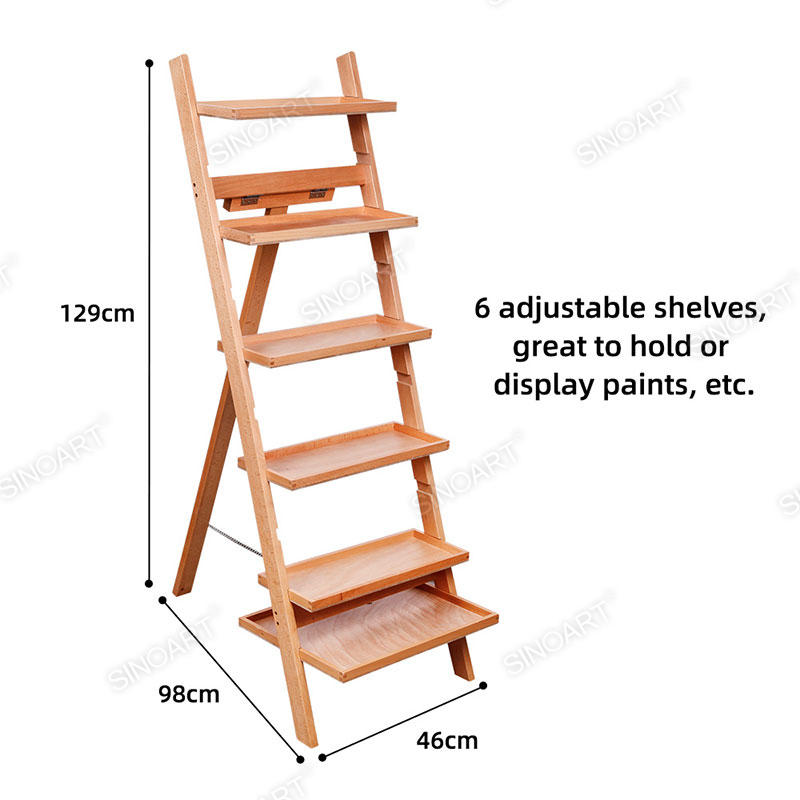 Wooden Standing Adjustable Shelves Art Rack Display Easel