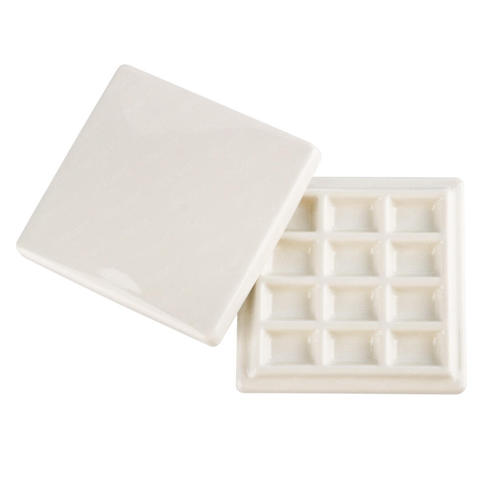 SINOART'S Ceramic Palette，Square 12/20 slots with lid, Side length 12cm