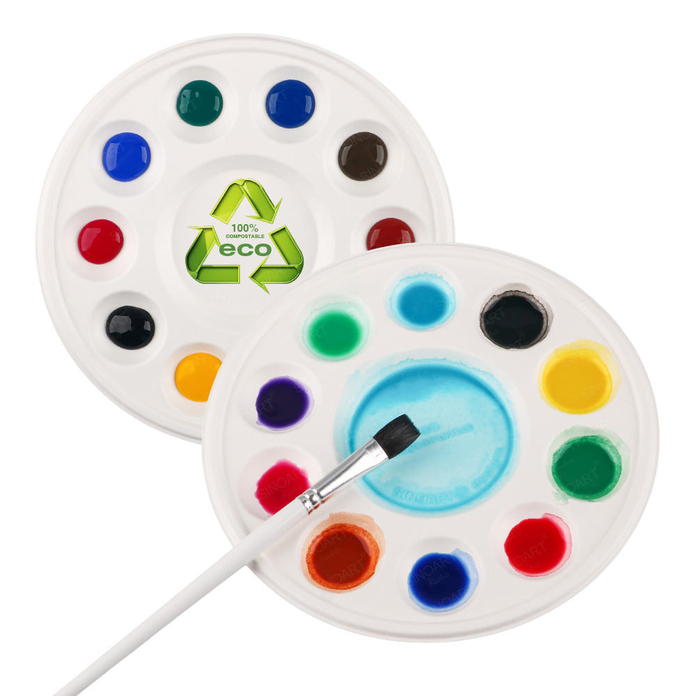 Round biodegradable disposable paint palette