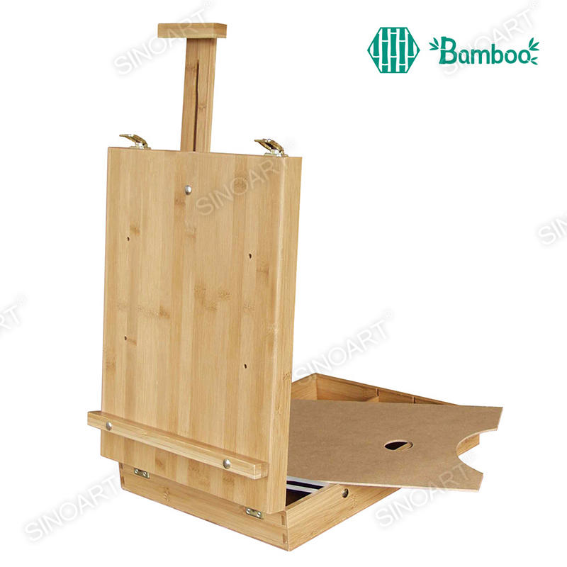 44x33x10cm Bamboo Studio Sketch Box Adjustable Tabletop With Wooden Palette Bamboo Easel