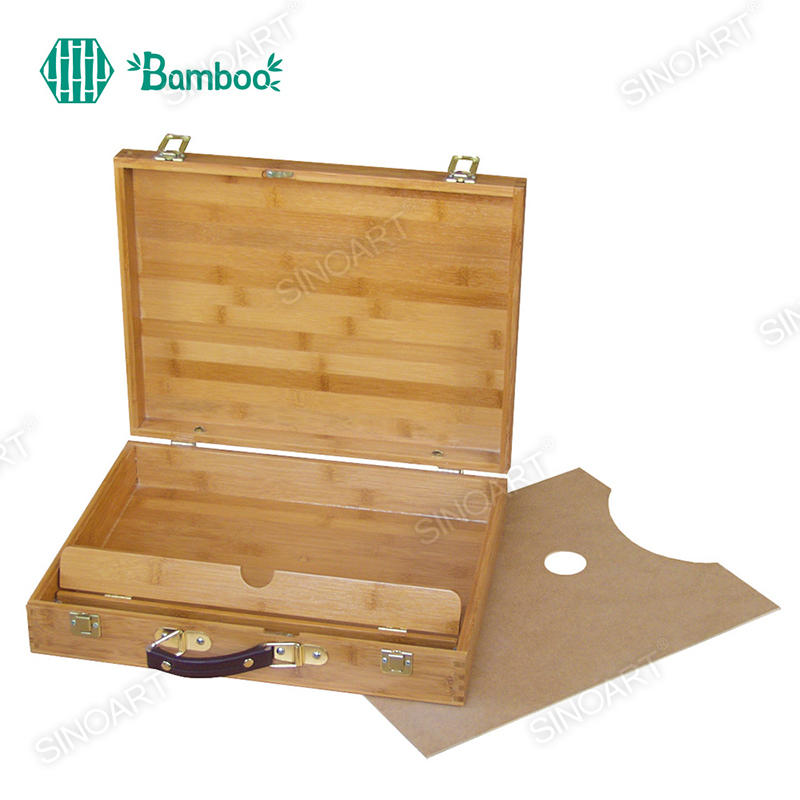 40x31x8cm Bamboo Artist Storage Portable Box With Wooden Palette Bamboo Easel