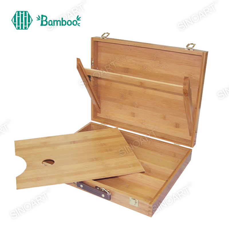 Bamboo Multifunction Art Supply Tool Storage Box Portable Oil Painting Case 