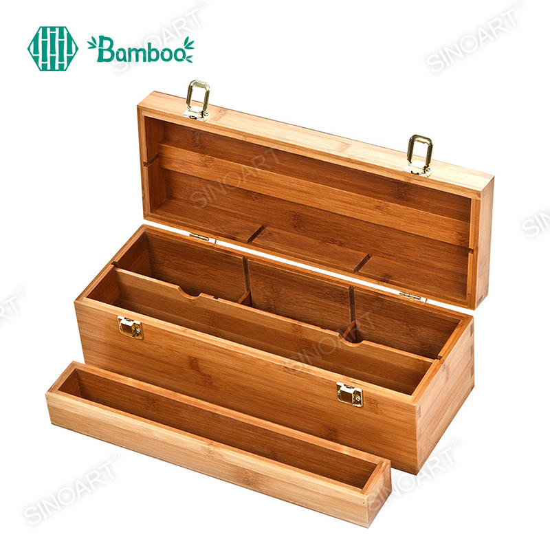 36x13x12.5cm Bamboo Artist Storage Portable Tool Box With Drawer Bamboo Easel