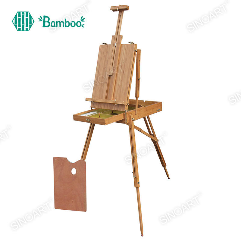 72x114x180cm Bamboo French Sketch Box Portable Folding Durable Bamboo Easel